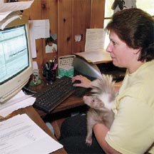 Photo of Deb Ciprani and her skunk Frank